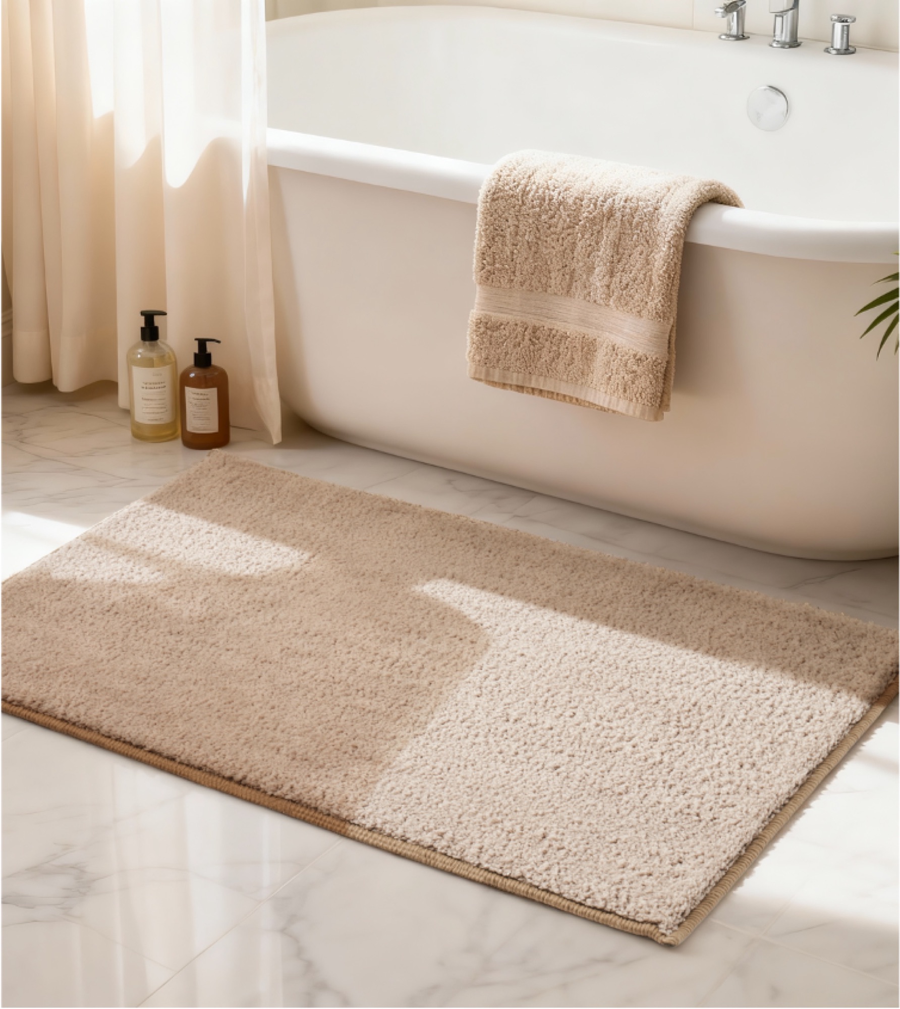 Taupe colorblock plush bath mat by ABS International