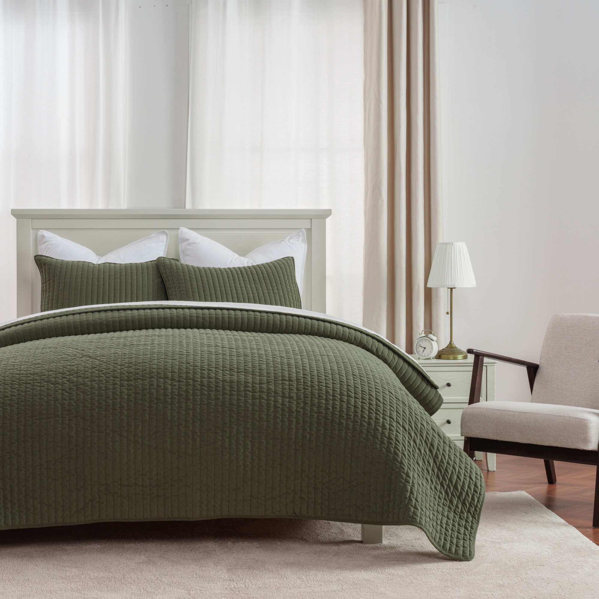 Olive channel-stitch quilt by ABS International