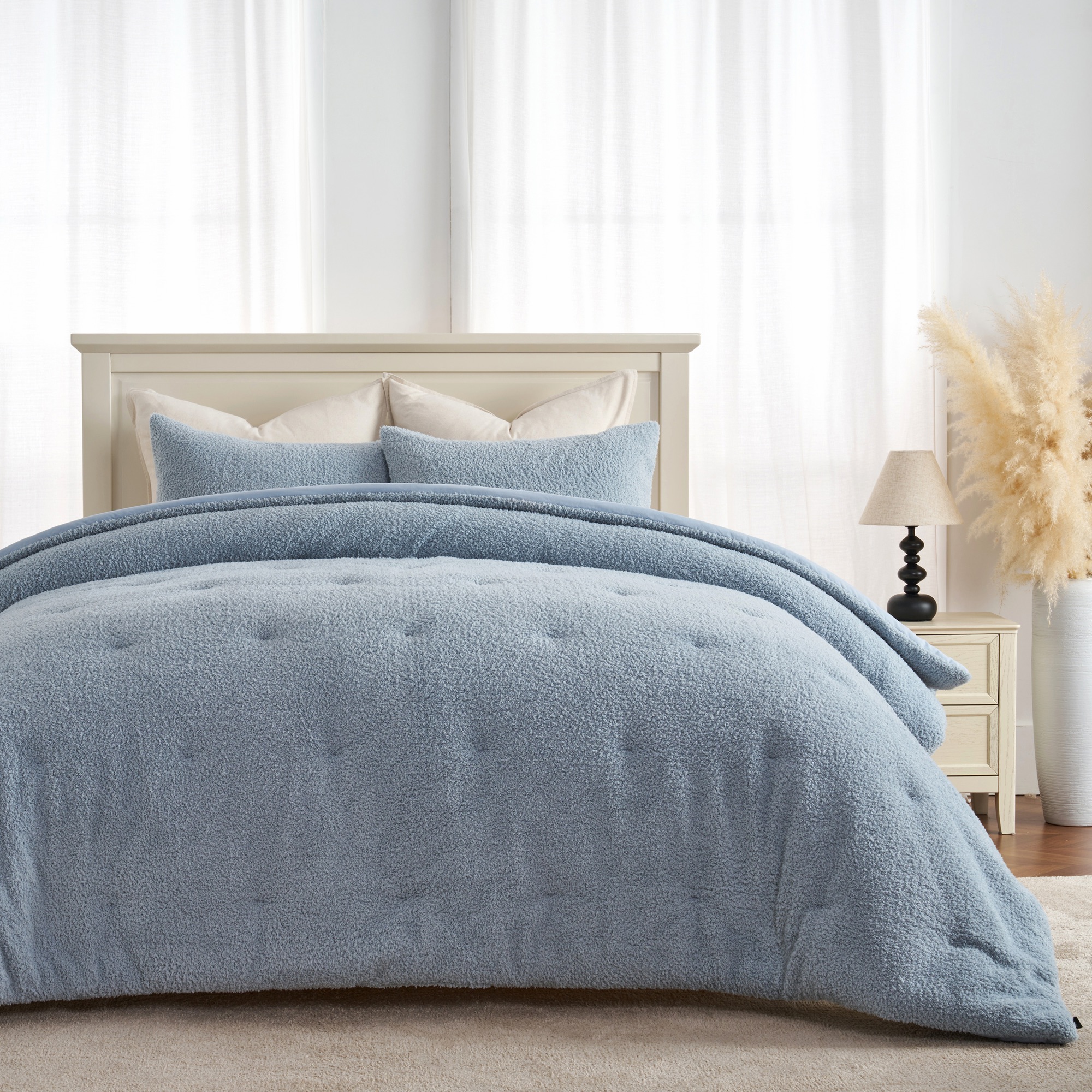 Dusty blue sherpa comforter by ABS International