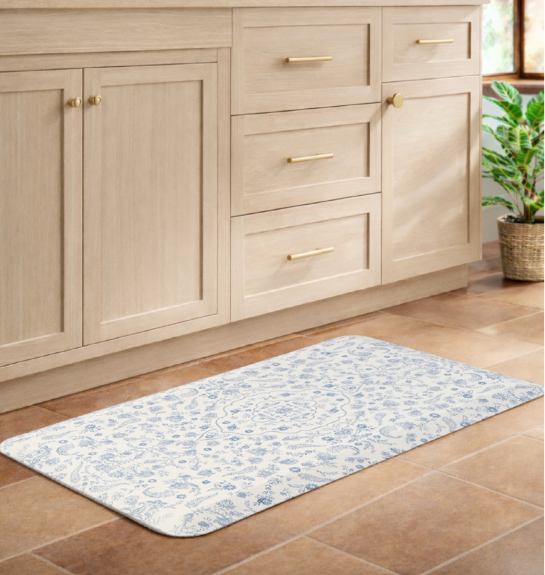 Blue paisley kitchen mat by ABS International