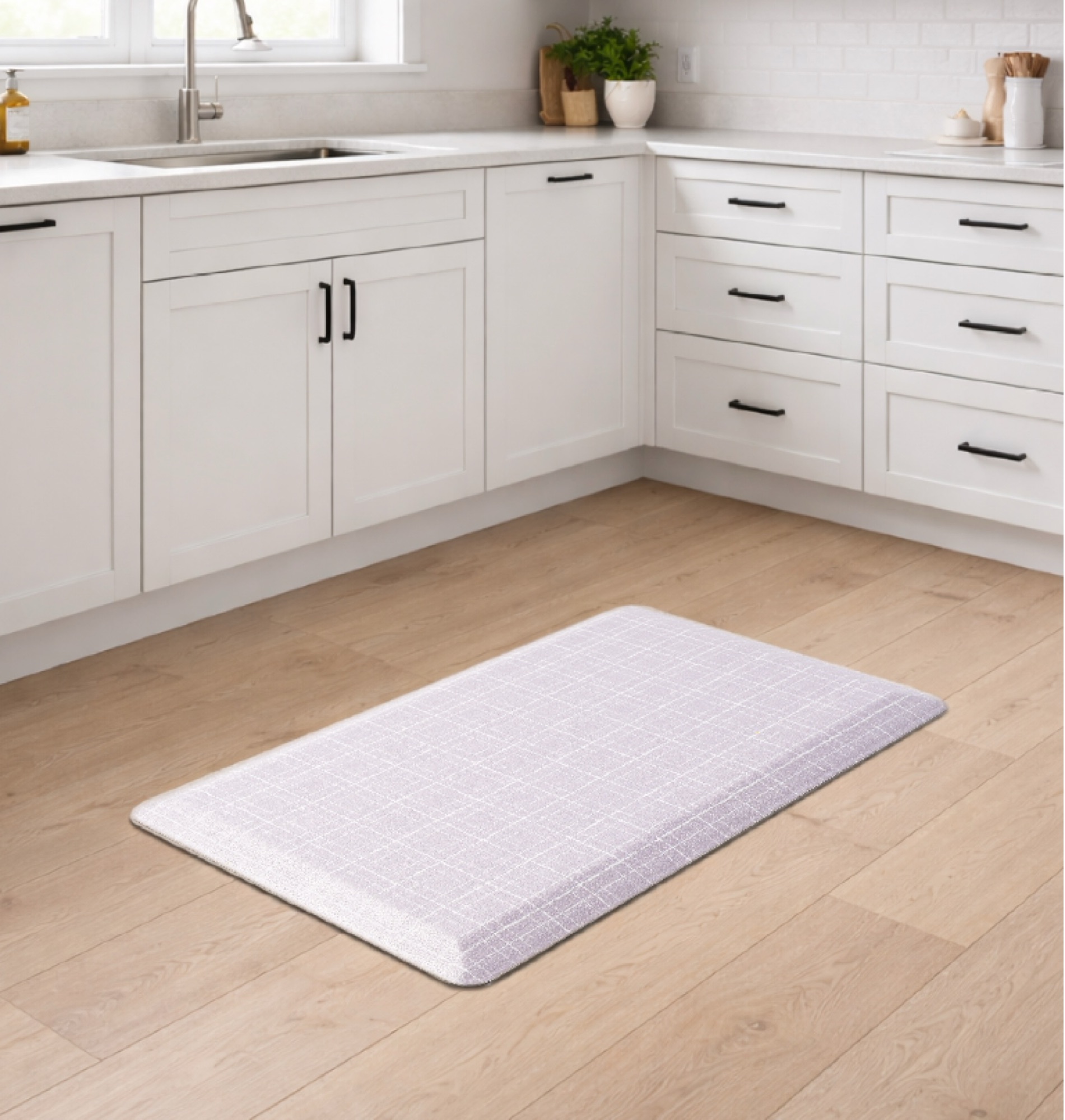 Lavender plaid kitchen mat by ABS International