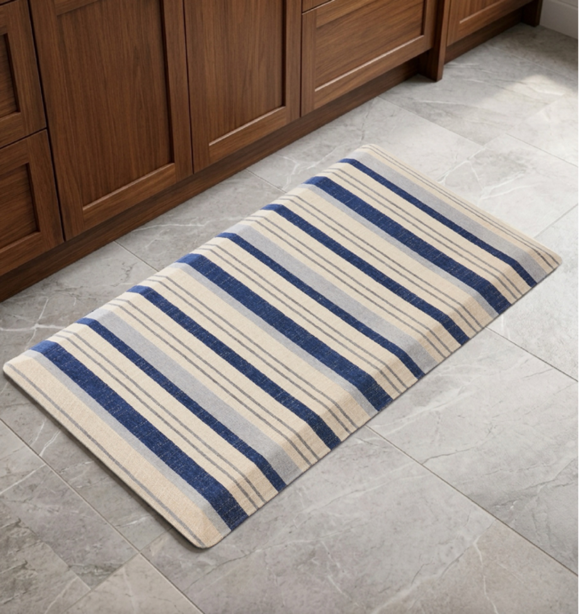 Blue woven-stripe kitchen runner by ABS International