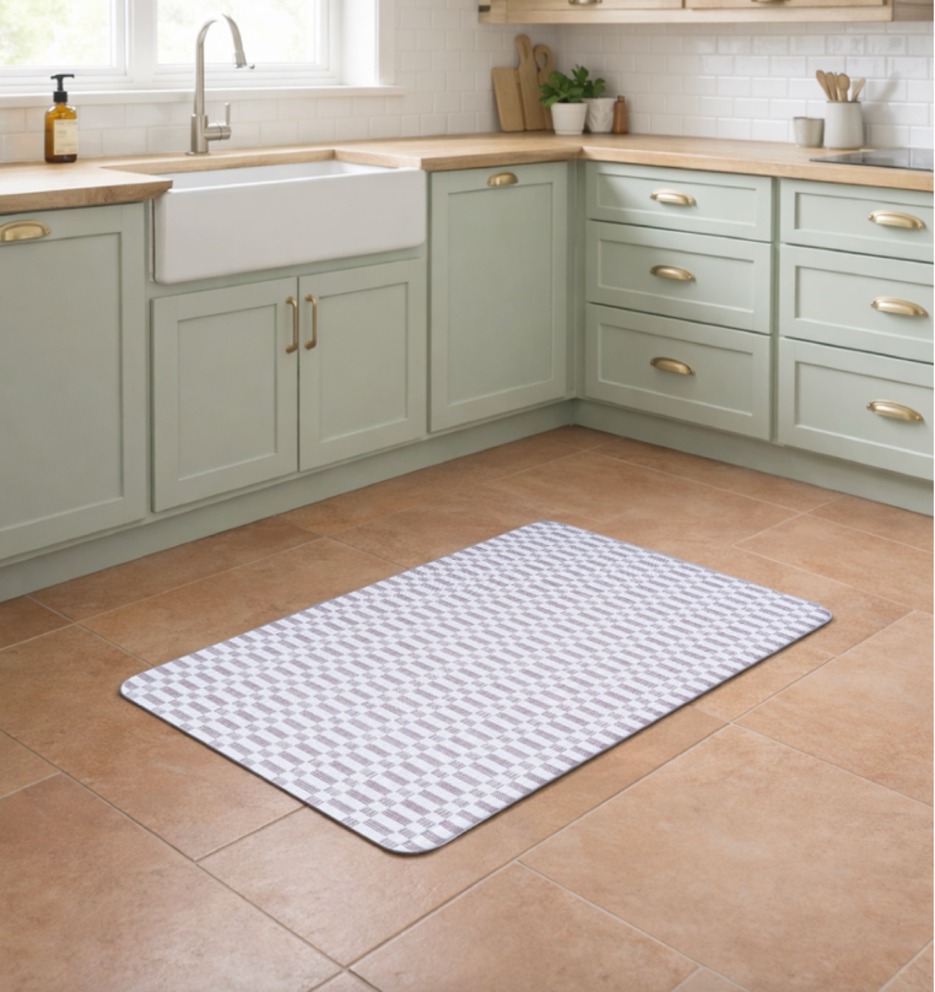 Taupe basketweave kitchen mat by ABS International